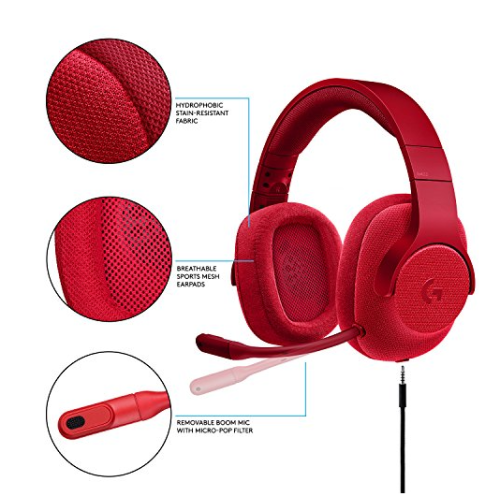 Refurbished - Logitech G433 7.1 Wired Surround Gaming Headset for PC, PS4, PS4 PRO, Xbox One, Xbox One S, Nintendo Switch - Red (981-000651)