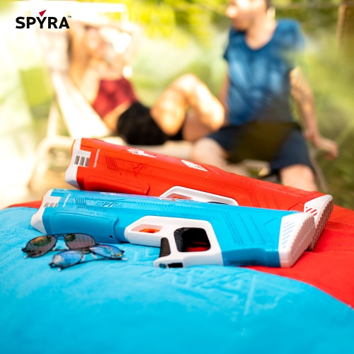 SPYRA Electric Water Blaster Outdoor Squirt Gun for Pool Games, SpyraThree, Red