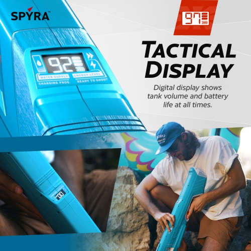 SPYRA Electric Water Blaster Outdoor Squirt Gun for Pool Games, SpyraThree, Blue