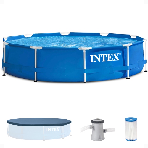 Piscine d'extérieur à cadre en métal de 10 pi x 30&nbsp;po avec pompe à filtre et couvercle d'INTEX