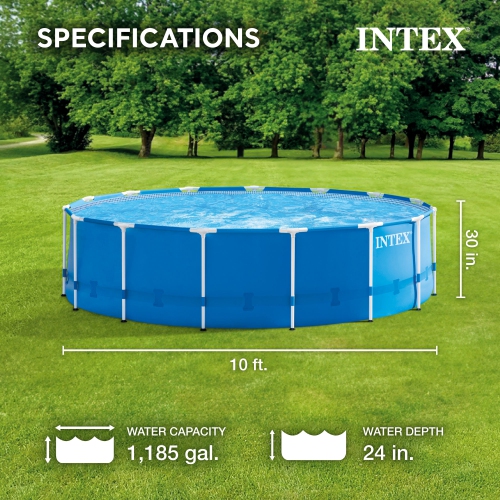 Piscine d'extérieur à cadre en métal de 10 pi x 30 po avec pompe à filtre et couvercle d'INTEX