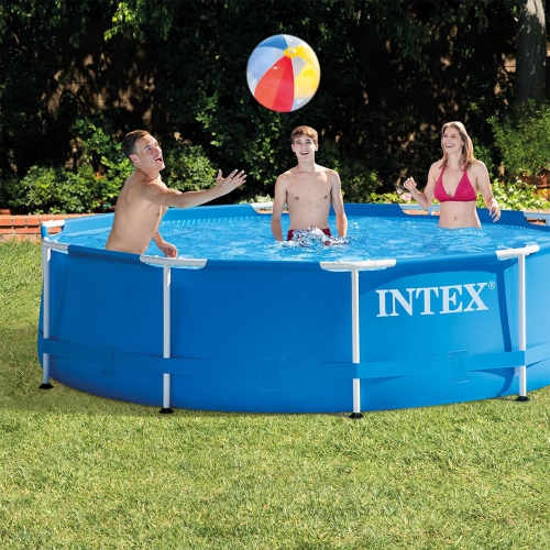 Piscine d'extérieur à cadre en métal de 10 pi x 30 po avec pompe à filtre et couvercle d'INTEX