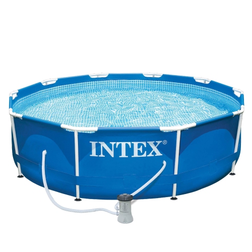 Piscine d'extérieur à cadre en métal de 10 pi x 30 po avec pompe à filtre et couvercle d'INTEX