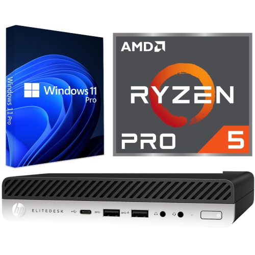 HP ProDesk 705 G4 Mini / AMD Ryzen 5 PRO 2400GE 3.2GHz / 16GB RAM / 256GB NVMe SSD / Windows 11 Pro / WiFi - Business Desktop PC Computer -