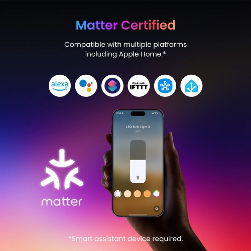 SwitchBot Smart LED Strip Light 3, 5M Matter-enabled | RGB+CCT, Voice & App Control, Adaptive Lighting, Music Sync, and Smart Home Automation