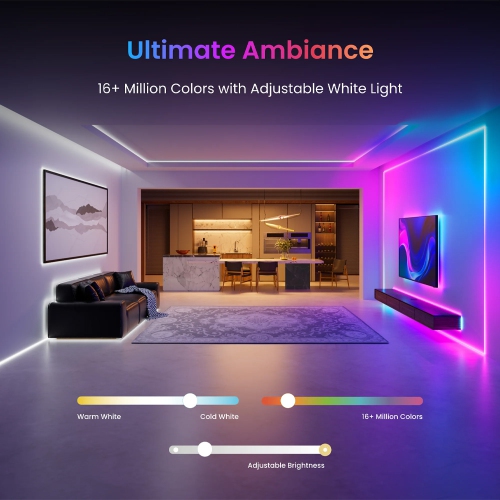 SwitchBot Smart LED Strip Light 3, 5M Matter-enabled | RGB+CCT, Voice & App Control, Adaptive Lighting, Music Sync, and Smart Home Automation