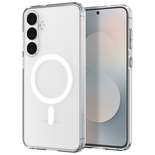 Étui rigide ajusté Crystal Flex MagFit de Spigen pour Galaxy S25 FE - Blanc transparent
