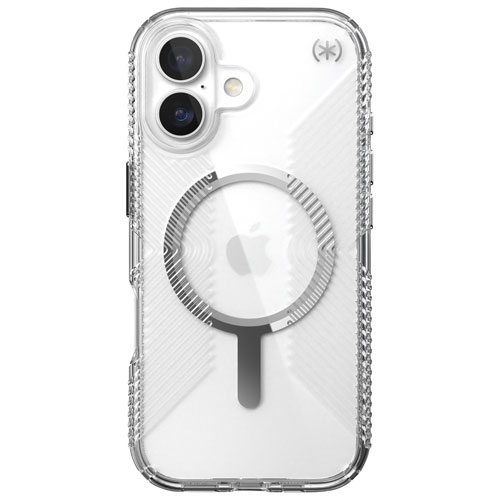 Speck Presidio Perfect-Clear Grip Fitted Hard Shell Case with MagSafe for iPhone 17 - Clear/Silver