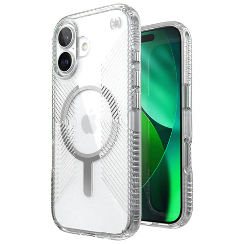 Speck Presidio Perfect-Clear Grip Fitted Hard Shell Case with MagSafe for iPhone 17 - Clear/Silver