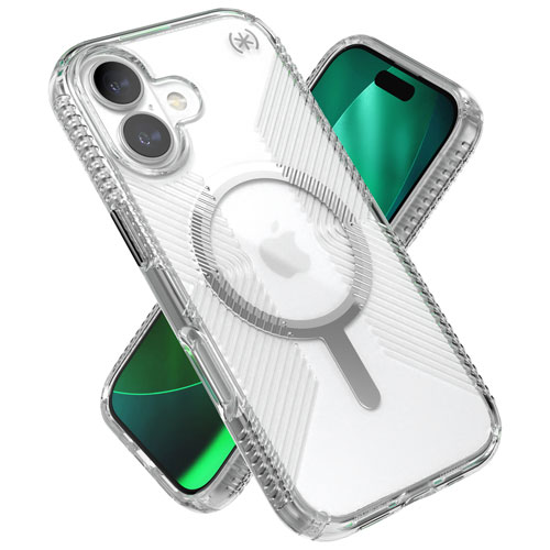 Speck Presidio Perfect-Clear Grip Fitted Hard Shell Case with MagSafe for iPhone 17 - Clear/Silver