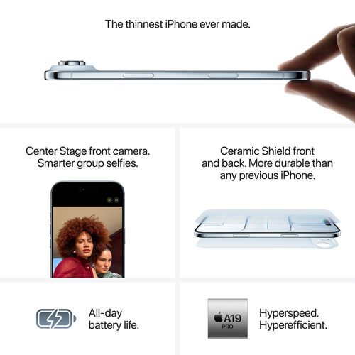 iPhone Air de 512 Go d'Apple avec Bell - Blanc nuage - Financement mensuel