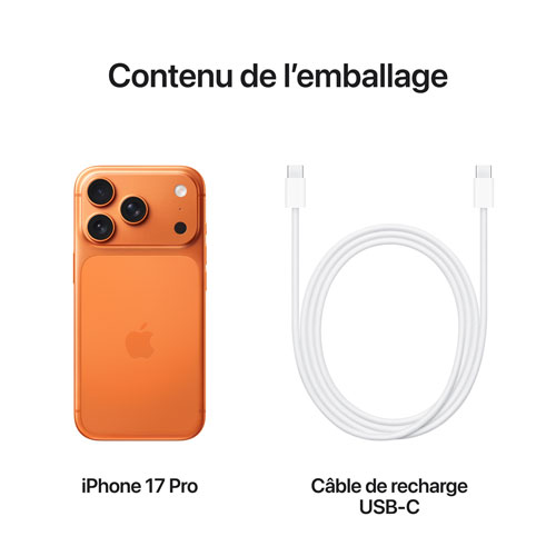 iPhone 17 Pro de 512 Go d'Apple avec Koodo - Orange cosmique - Forfaits Balance sélectionnés