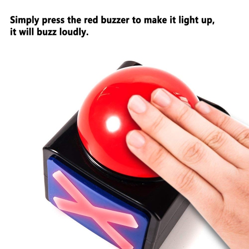 2-Pack Buzzer for Trivia Game, Question and Answer Buzzer Button with Light and Alarm Sound, Suitable for Family, Party, and Competition