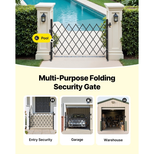 Barrière de sécurité pliable de 66,93 x 51,57&nbsp;po VEVOR, barrière à ciseaux verrouillable avec roulettes pivotantes à 360°, barrières