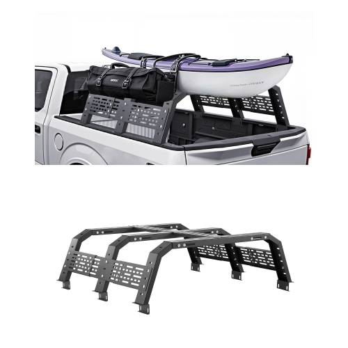 VEVOR  49.2-67.9 In Width Overland Truck Bed Rack, Adjustable Overland Bed Cargo Rack w Sidebar, 900 Lbs Static Capacity, Heavy Duty Steel, For