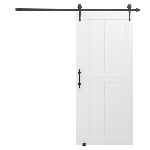 VEVOR 36 x 84 inch Sliding Barn Door, High-Strength MDF Panel, Barn Door with Hardware Kit, Water-Proof PVC Surface, Easy to Install, H-Frame,
