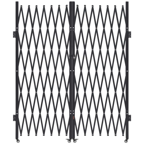 VEVOR  145.67 X 86.81 In Double Folding Security Gate, Lockable Scissor Gate w 360° Swivel Casters, Outdoor Barricade Steel Retractable Gates, For
