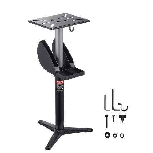 VEVOR  Bench Grinder Stand, Bench Grinder Vise Floor Pedestal w 12" X 10" Mounting Plate, 5-Level Height Adjustable Pedestal Stand w Grinding Wheel