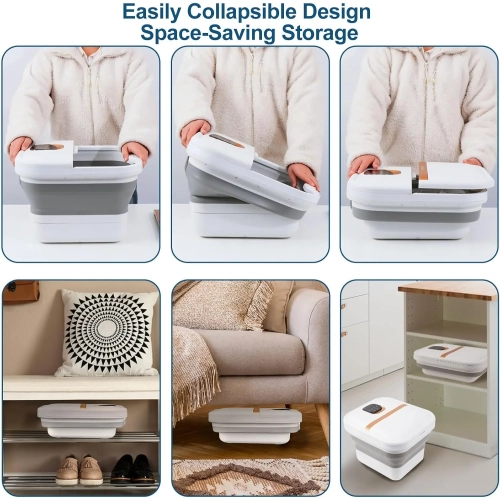 Collapsible Foot Spa with Heat, Touchscreen, Foldable Foot Bath Massager with Foot Massage Rollers, Pedicure Spa for Home, Office