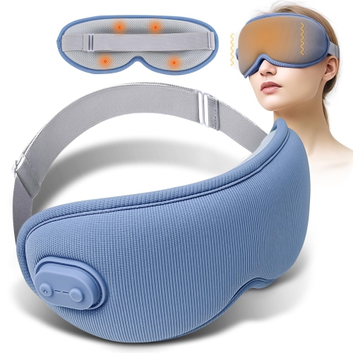 Cordless Heated Eye Mask,Light Blocking 3D Sleeping Eye Mask with Adjustable Heat and Vibration, Rechargeable Mask,for Eye Fatigue