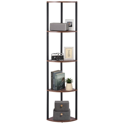 VEVOR  5 Tier Corner Shelf w Led Light, 64" Tall Corner Bookshelf w Storage Shelves for Collectibles, Display Shelf w Multi-Color Lights