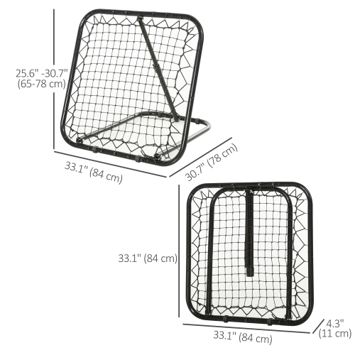 Soozier Soccer Rebounder Net, 3' x 3', Angle Adjustable Baseball Rebounder Net Training Equipment Aid with Quick Folding Design for Teens & Adults,