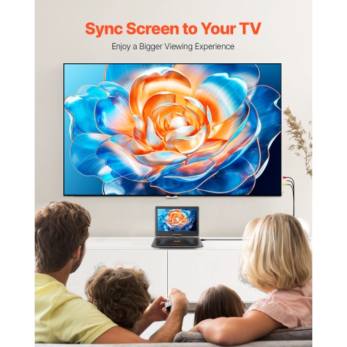 VEVOR 15.6 inch Portable DVD Player, HD Swivel Display Screen, 4.5-5 H Built-in Rechargeable Battery, Dual Speakers, Support Sync TV/USB/SD