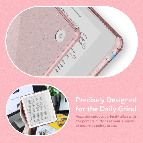 TUDIA SKN for Kobo Libra Colour Case 2024 Clear Back Cover - Pink Glitter