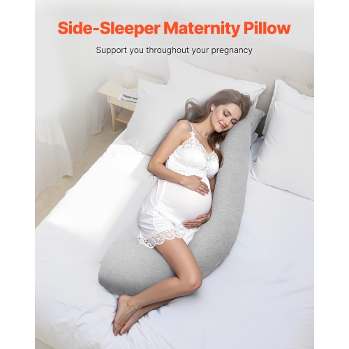 VEVOR Pregnancy Pillows for Side Sleeping, L-Shaped Maternity Pillow for Pregnant Women, Soft & Breathable Pregnancy Body Pillow with Washable Jersey
