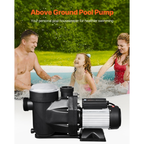 VEVOR 2.5 HP Above Ground Pool Pump, 148 GPM Max Flow Single Speed Swimming Pool Pump, 220V 3450 RPM 62 ft Max Head Lift with PP Shell Strainer