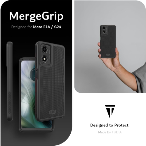 Étui MergeGrip de TUDIA pour Motorola Moto E14 / G04 / G24 / G04s - Noir