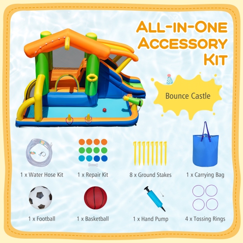 Gymax 8-in-1 Inflatable Bounce House Water Park w/ Slide Water Cannon Blower Excluded
