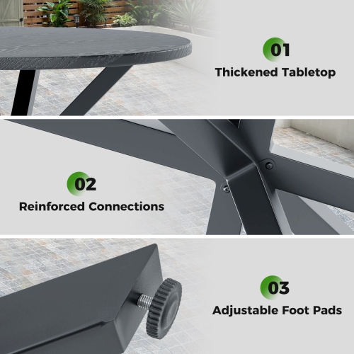 Gymax 34 Inch Round Patio Bistro Table w/ Wood-Like Top & X-Shaped Legsfor Outside