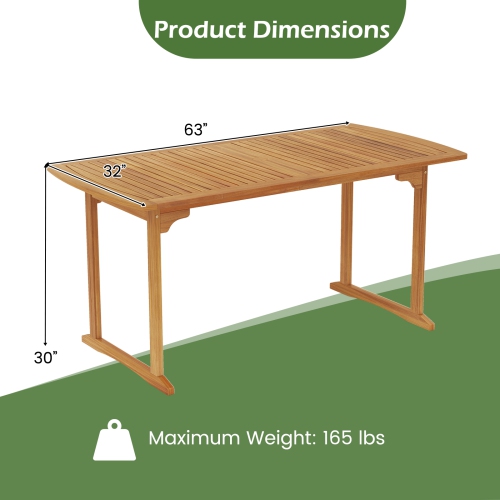 Gymax Outdoor Wooden Dining Table for 4-6 71'' Acacia Wood Table