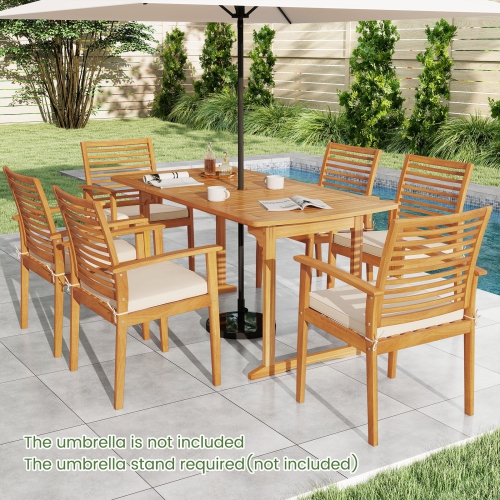 Gymax Outdoor Wooden Dining Table for 4-6 71'' Acacia Wood Table