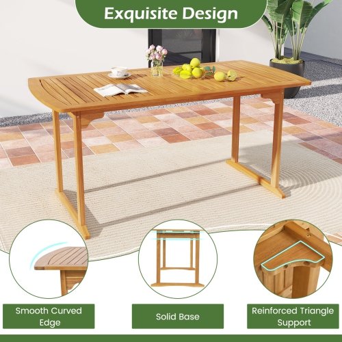 Gymax Outdoor Wooden Dining Table for 4-6 71'' Acacia Wood Table