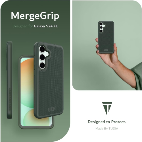 Étui MergeGrip de TUDIA pour Galaxy S24 FE 2024 de Samsung - Vert pin