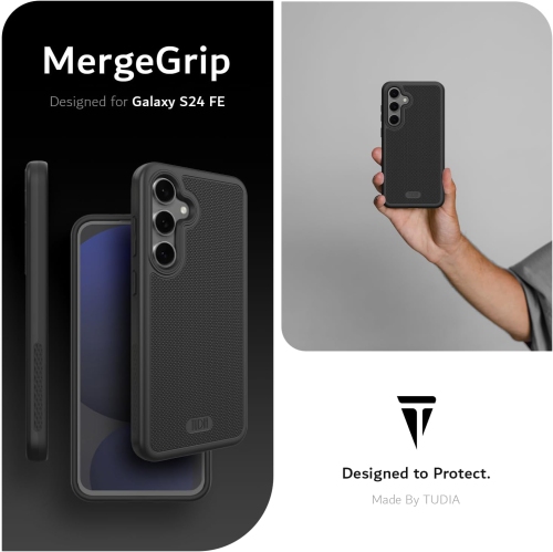 Étui MergeGrip de TUDIA pour Galaxy S24 FE 2024 de Samsung - Noir mat