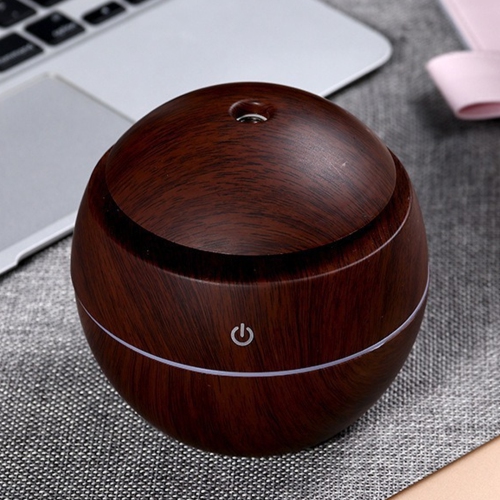 Portable Round Wood Grain Humidifier, Silent USB Charging Air Aromatherapy Machine, 200ml Mini Humidifier Suitable for Bedroom and Office