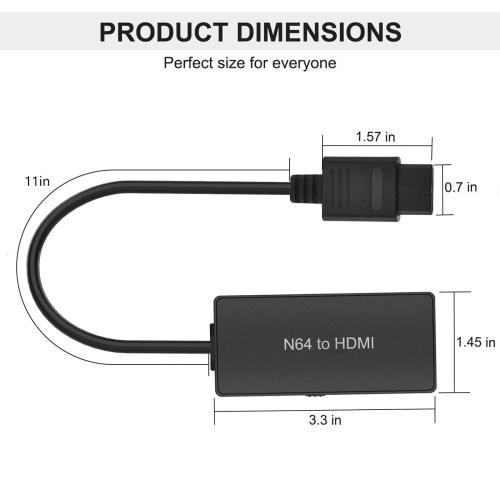 Adaptateur convertisseur N64 à HDMI, prise en charge de la conversion 16:9/4:3, câble HDMI adapté pour N64/SNES/NGC/SFC