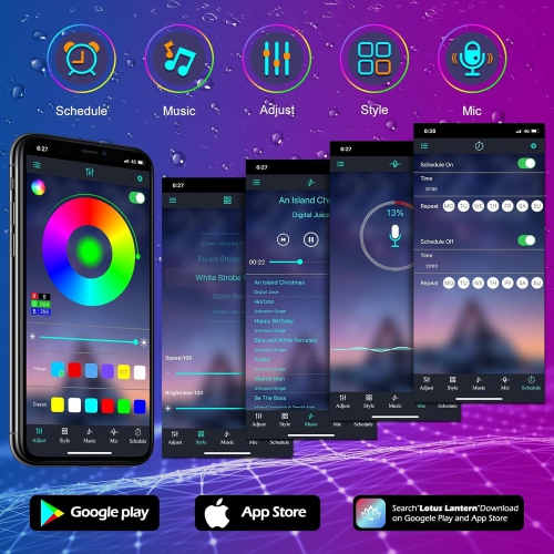 60ft Outdoor Waterproof LED Light Strip with Remote Control, Mobile APP Control, Music Sync RGB Light Strip for Balcony, Deck, Roof, and Garden