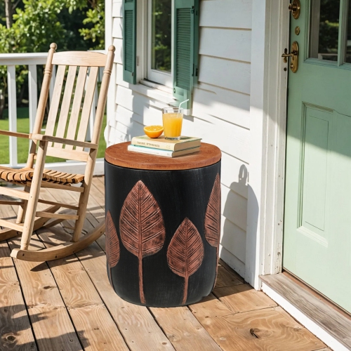 Table d'appoint extérieure U-HOMY 18,5 po haut. Avec rangement, table d'appoint ronde pour usage intérieur et extérieur, table d'appoint