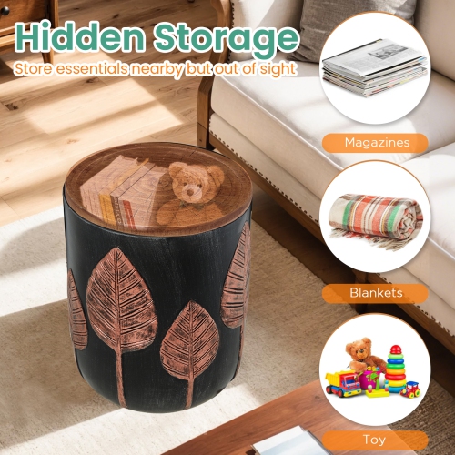 Table d'appoint extérieure U-HOMY 18,5 po haut. Avec rangement, table d'appoint ronde pour usage intérieur et extérieur, table d'appoint