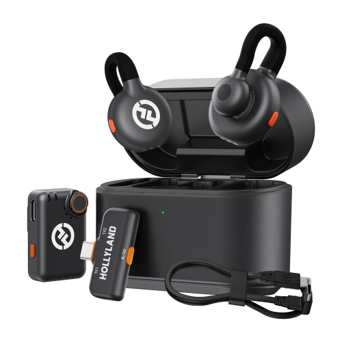 Hollyland Lark M2S Combo Wireless Microphone for iPhone/Camera/Android/PC, Titanium Clip, Noise Cancelling, 30H Use, Vlog, Interview