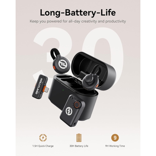 Hollyland Lark M2S Combo Wireless Microphone for iPhone/Camera/Android/PC, Titanium Clip, Noise Cancelling, 30H Use, Vlog, Interview