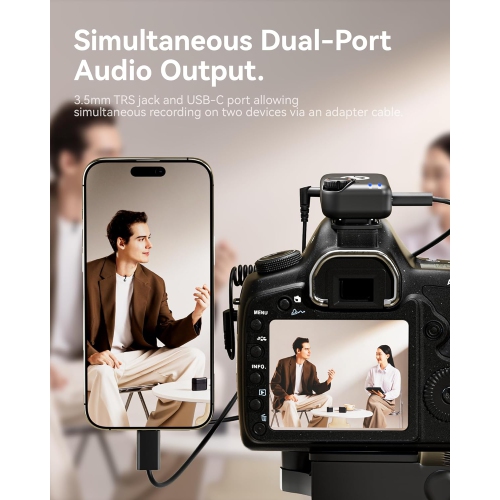 Hollyland Lark M2S Combo Wireless Microphone for iPhone/Camera/Android/PC, Titanium Clip, Noise Cancelling, 30H Use, Vlog, Interview