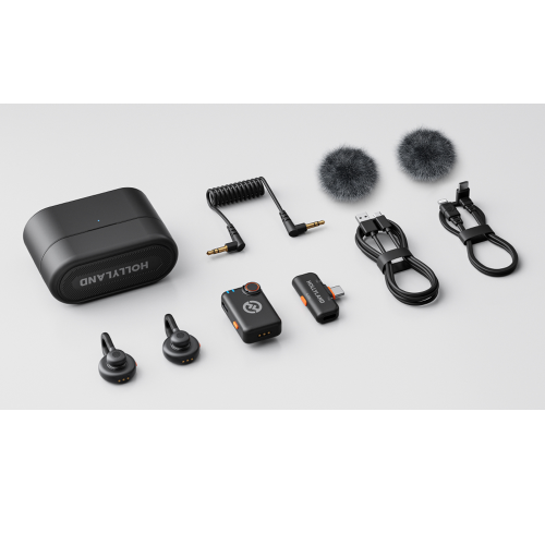 Hollyland Lark M2S Combo Wireless Microphone for iPhone/Camera/Android/PC, Titanium Clip, Noise Cancelling, 30H Use, Vlog, Interview