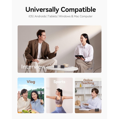 Hollyland Lark M2S Wireless Microphone with USB-C Plug for iPhone 15/16 and Android, Titanium Clip, Plug-and-Play, Noise Cancelling, 300m Range, 27H