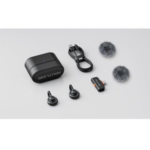 Hollyland Lark M2S Wireless Microphone with USB-C Plug for iPhone 15/16 and Android, Titanium Clip, Plug-and-Play, Noise Cancelling, 300m Range, 27H