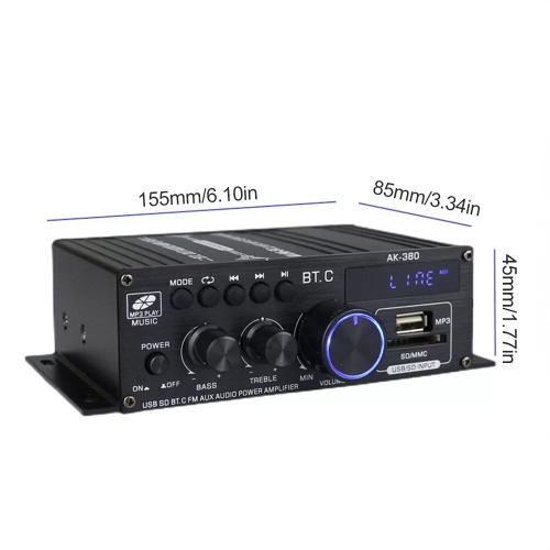 800W 12V Bluetooth Amplifier Stereo Home Car Bass Audio Amplifier Music Player Car Speaker Class D FM USB/SD Accessory